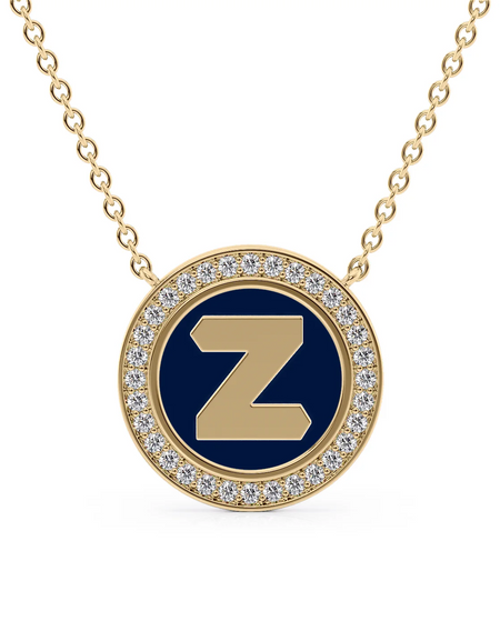 14K Yellow Gold Blue Z Initial Disk Pendant