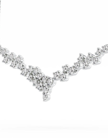 14k White Gold Curved Cluster Pendant