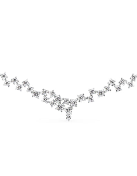 14k White Gold Curved Cluster Pendant