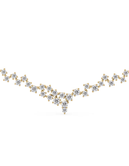 14k Yellow Gold Curved Cluster Pendant