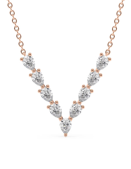 14k Rose Gold Chevron Pear Diamond Pendant