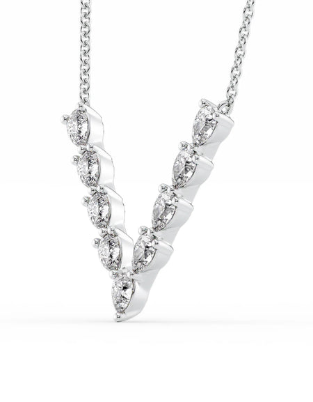 14k White Gold Chevron Pear Diamond Pendant