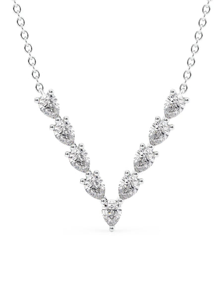 14k White Gold Chevron Pear Diamond Pendant