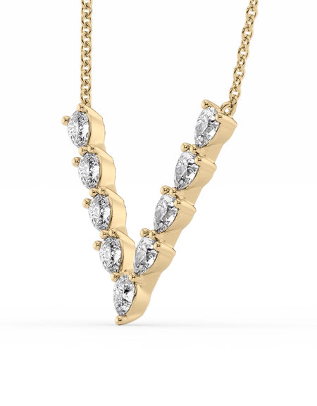 14k Yellow Gold Chevron Pear Diamond Pendant