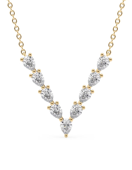 14k Yellow Gold Chevron Pear Diamond Pendant