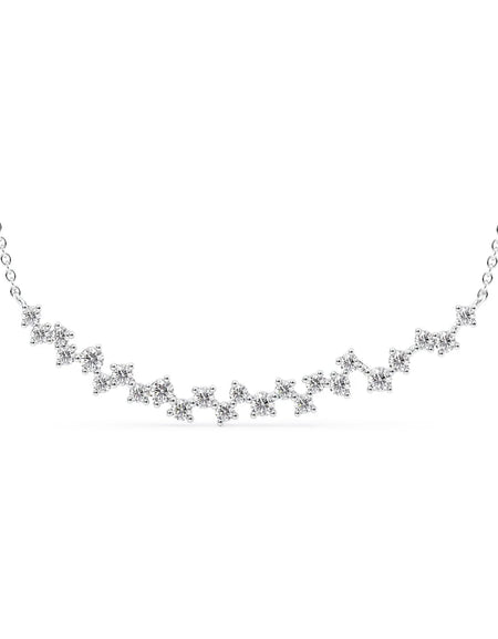 14k White Gold Large Curved Cluster Pendant