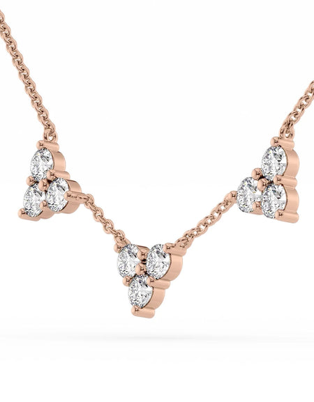 14k Rose Gold Three Piece Three Diamonds Pendant