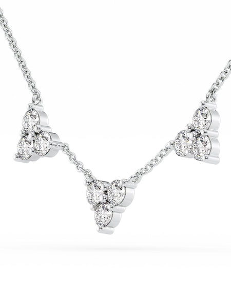 14k White Gold Three Piece Three Diamonds Pendant