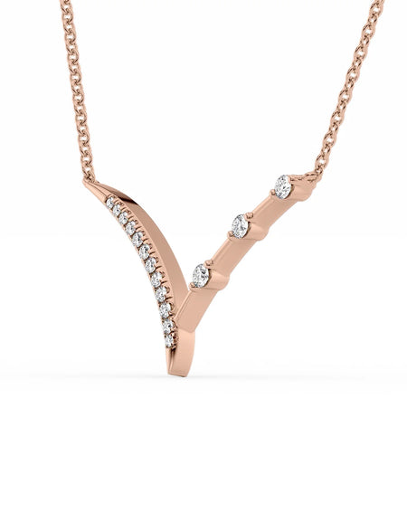 14k Rose Gold Distance Half Chevron Pendant