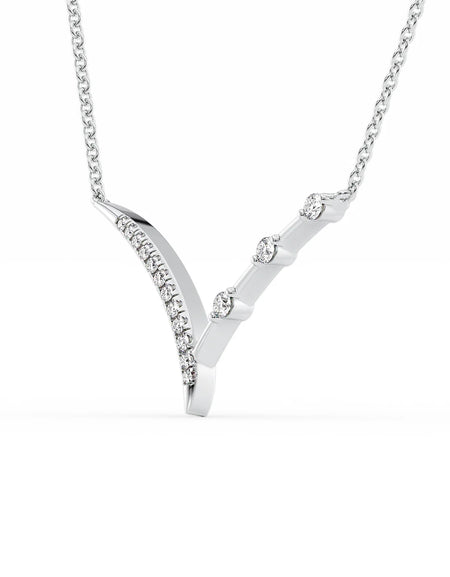 14k White Gold Distance Half Chevron Pendant