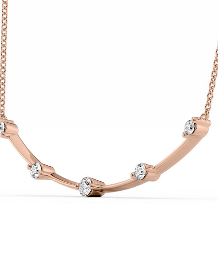 14k Rose Gold Distance Curved Diamond Pendant