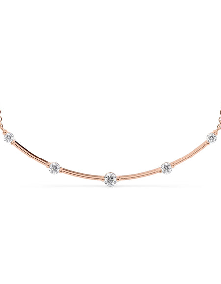 14k Rose Gold Distance Curved Diamond Pendant