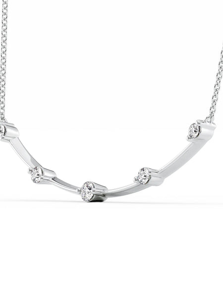 14k White Gold Distance Curved Diamond Pendant
