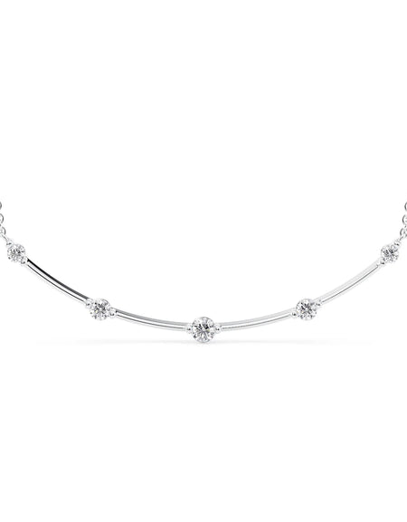 14k White Gold Distance Curved Diamond Pendant