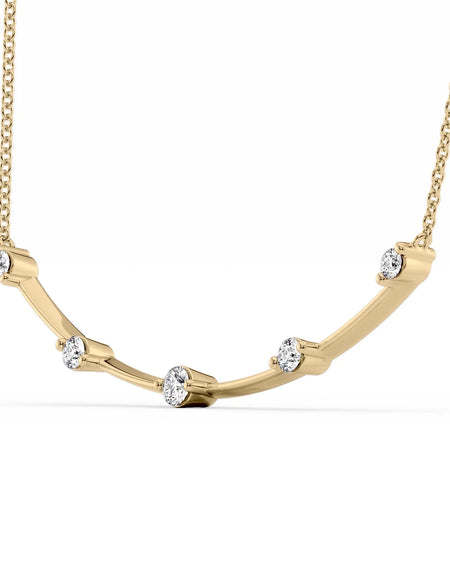 14k Yellow Gold Distance Curved Diamond Pendant