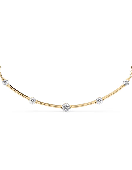 14k Yellow Gold Distance Curved Diamond Pendant