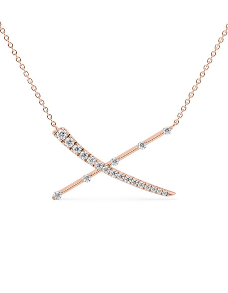 14k Rose Gold Distance Diamond X Pendant