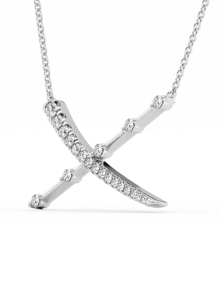 14k White Gold Distance Diamond X Pendant