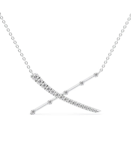 14k White Gold Distance Diamond X Pendant