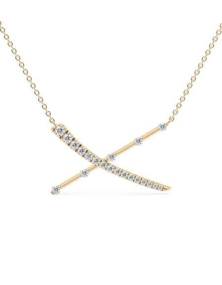 14k Yellow Gold Distance Diamond X Pendant