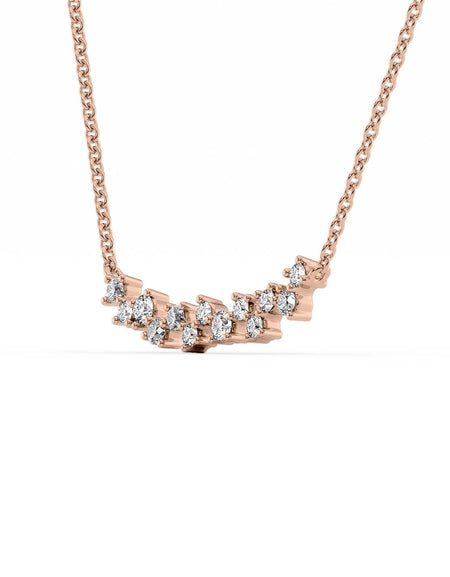 14k Rose Gold Small Curved Cluster Pendant