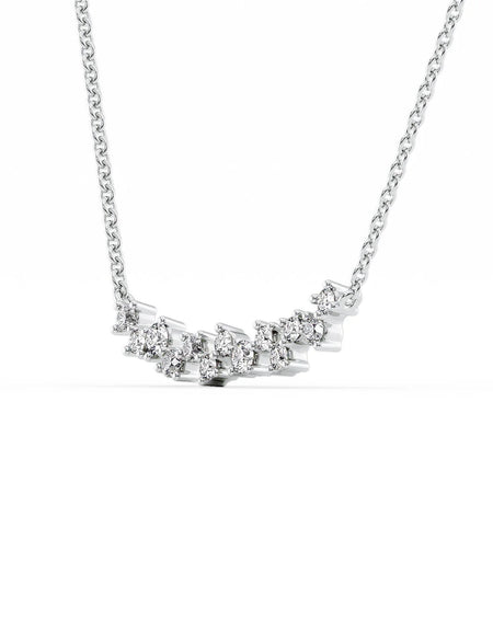 14k White Gold Small Curved Cluster Pendant