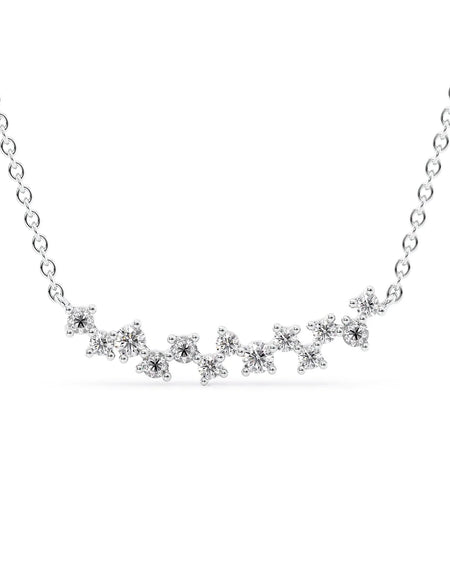 14k White Gold Small Curved Cluster Pendant