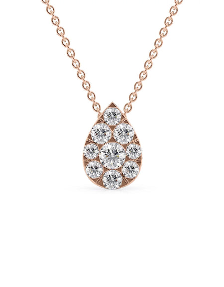 14k Rose Gold Pear Cluster Diamond Pendant
