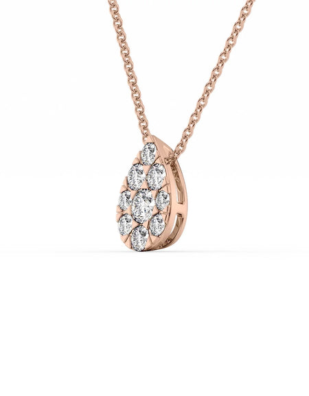 14k Rose Gold Pear Cluster Diamond Pendant