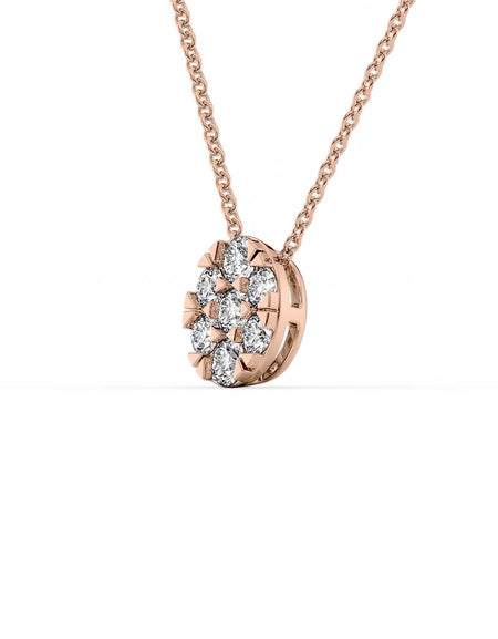 14k Rose Gold Oval Cluster Diamond Pendant