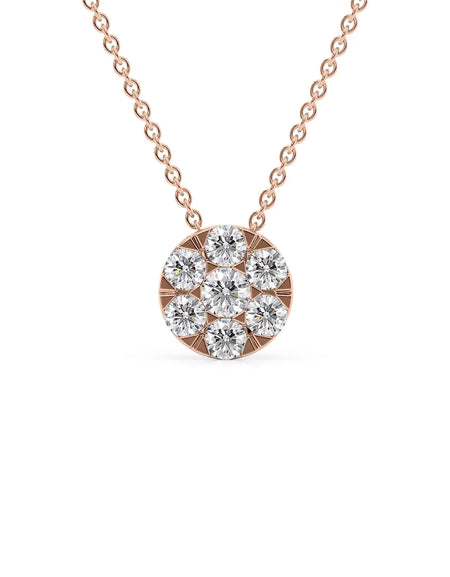 14k Rose Gold Round Cluster Diamond Pendant