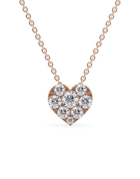 14k Rose Gold Heart Cluster Diamond Pendant