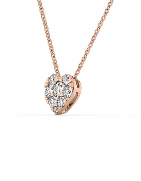 14k Rose Gold Heart Cluster Diamond Pendant