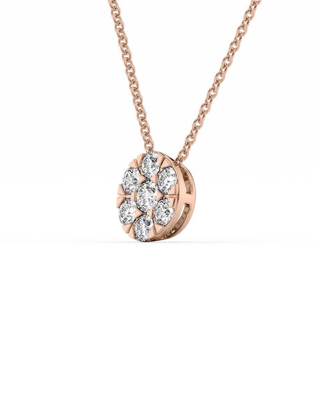 14k Rose Gold Round Cluster Diamond Pendant
