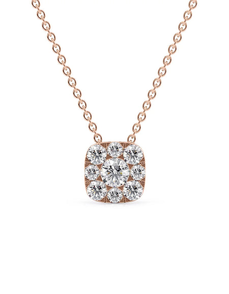 14k Rose Gold Cushion Cluster Diamond Pendant