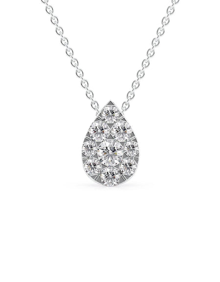 14k White Gold Pear Cluster Diamond Pendant