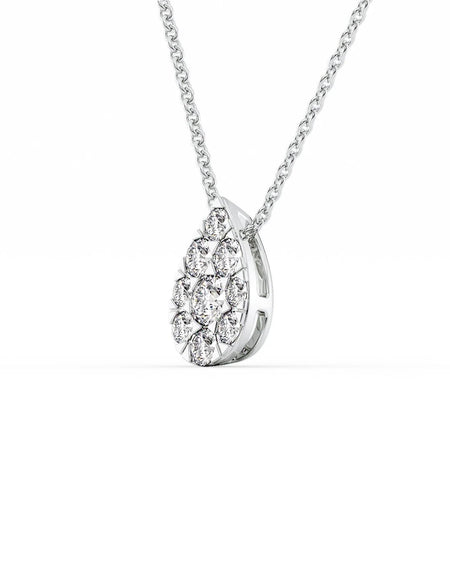 14k White Gold Pear Cluster Diamond Pendant