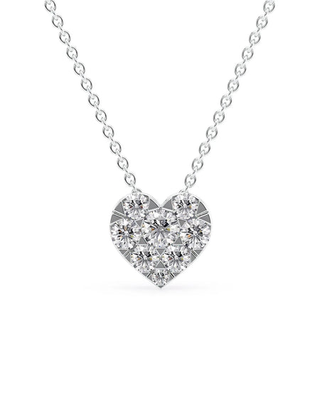 14k White Gold Heart Cluster Diamond Pendant