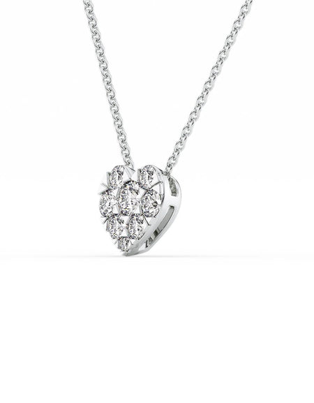 14k White Gold Heart Cluster Diamond Pendant