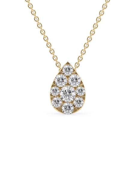 14k Yellow Gold Pear Cluster Diamond Pendant