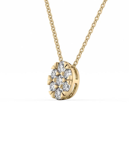 14k Yellow Gold Oval Cluster Diamond Pendant