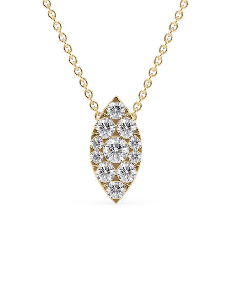 14k Yellow Gold Marquise Cluster Diamond Pendant