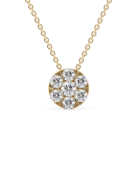 14k Yellow Gold Round Cluster Diamond Pendant