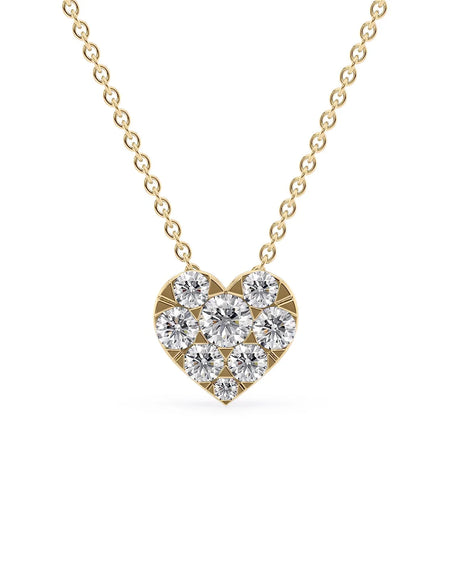 14k Yellow Gold Heart Cluster Diamond Pendant
