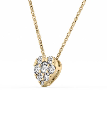 14k Yellow Gold Heart Cluster Diamond Pendant