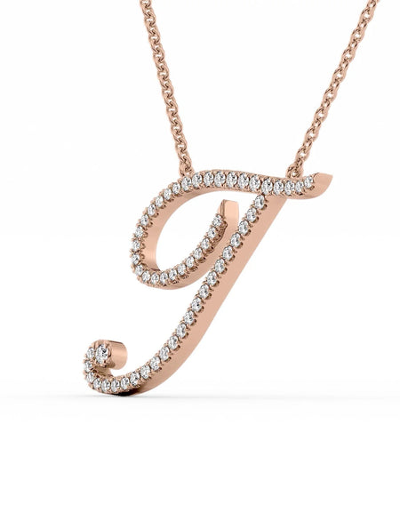 14K Rose Gold T Pave Initial Pendent