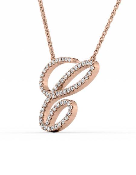 14K Rose Gold C Pave Initial Pendent