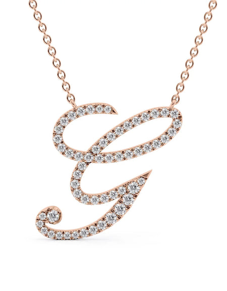 14K Rose Gold G Pave Initial Pendent