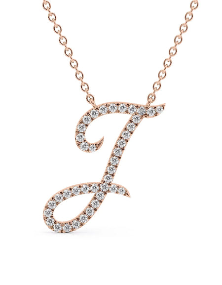 14K Rose Gold J Pave Initial Pendent