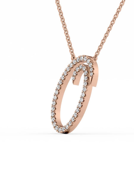 14K Rose Gold O Pave Initial Pendent